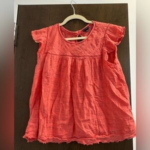 Coral New Directions Gauzy Top Flutter Sleeves - Size Large